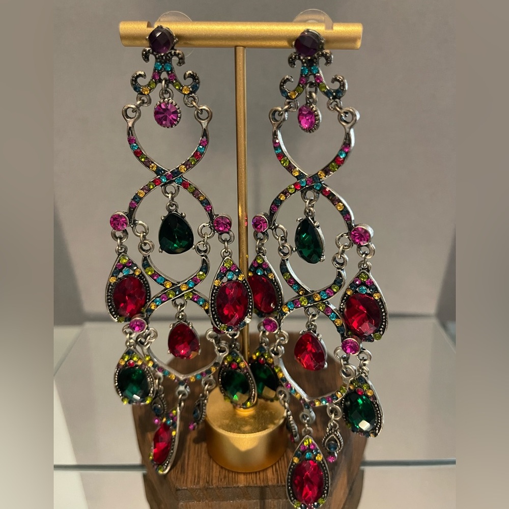 Jeweled long earrings